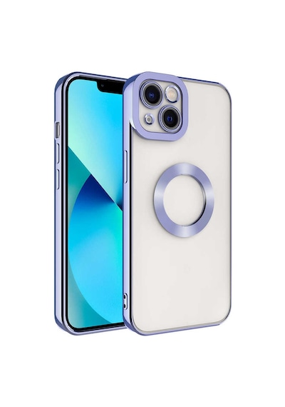 Noktaks - Apple Uyumlu iPhone 13 - Kılıf Kamera Korumalı Arkası Şeffaf Kenarları Renkli Omega Kapak - T23622 - Lila Lila