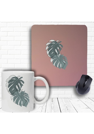 Deve Tabanı Baskılı Bilek Destekli Mouse Pad Ve Kupa Bardak Beyaz