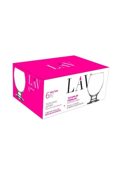 LAV Nectar Cam Meşrubat Bardağı 6'lı 280 ml  (Su Bardağı )