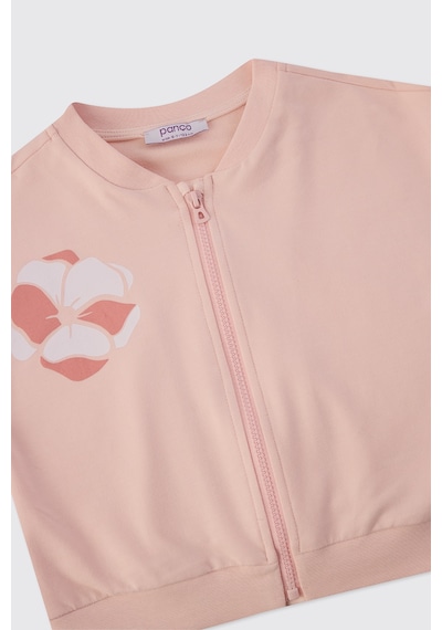 Panço Kız Çocuk Baskılı Pembe Sweashirt