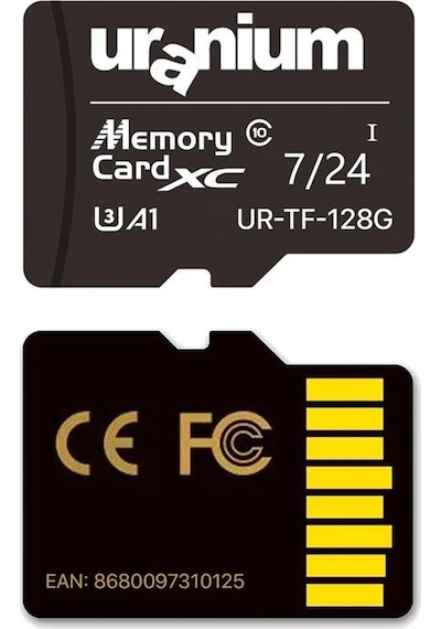 Teknoteg - Art - 128 Gb Uranıum Ur-tf-128g Mıcro Sd Card U3 7/24 Surveıllance 100/50mbs Industrıal H