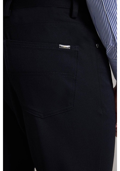 Erkek Lacivert Slim Fit Yan Cepli Kanvas Pantolon