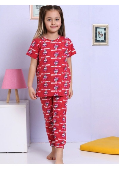 Elmas Kids Kız Çocuk Yazlık Şortlu Takım Tavşan Elm-1073 Kırmızı
