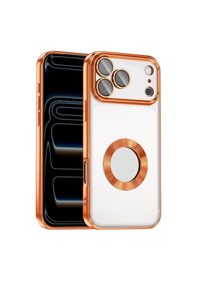 Zore Apple iPhone Uyumlu 17 Pro Max Kılıf Kamera Korumalı Logo Gösteren Zore Omega Kapak - Turuncu