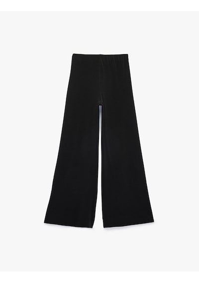 Koton Normal Bel Straight Fit Geniş Paça Kumaş Pantolon Siyah 7wak40130ek
