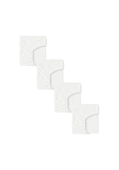 4 Adet 40 X 80 + 10 Cm Anne Yanı Lastikli Penye Kumaş Bebek Çarşafı-beyaz