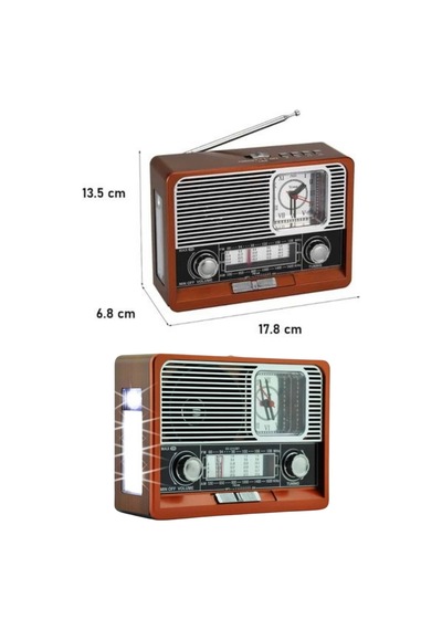 Zenvia Saatli Fenerli Bluetooth Nostaljik Radyo Aux Sd Usb Girişli Bluetooth Hoparlör Znv2026