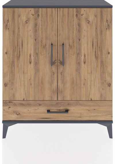 Arges Şifonyer 2 Raflı Tek Çekmeceli 2 Kapaklı 88x30x106 Antr... Antrasit