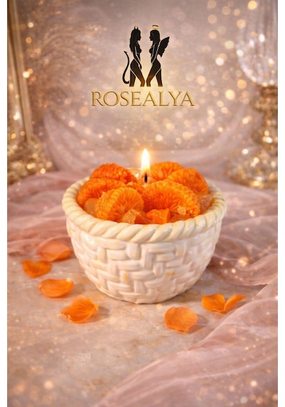 Tangerine Basket-el Yapımı Mandalina Mum-kokulu Beyaz-turuncu
