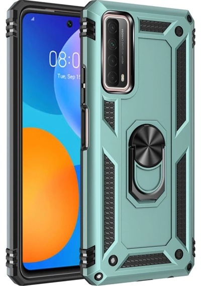 Huawei P Smart 2021 Kılıf Sofya Yüzüklü Silikon Kapak - Yeşil Düz Renkli