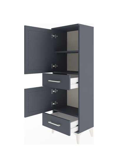 Arges Dolap 2 Raflı 2 Çekmeceli Tek Kapaklı 44x30x134 Antrasit-antrasit Antrasit