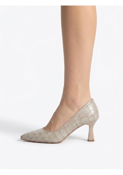Asmi Shoes Kadın Flora Bej Kroko 6 Cm İnce Topuklu Stiletto