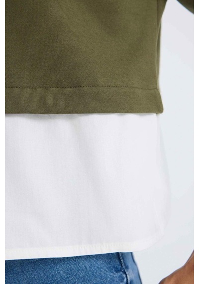 DeFacto Relax Fit Bisiklet Yaka Etek Ucu Detaylı Basic Düz Sweatshirt D5620AX24AUKH447