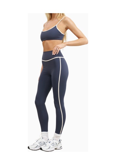 Because Of Alice Base Contrast Trim Leggings Yüksek Bel Şekillendirici Kadın Tayt Mavi