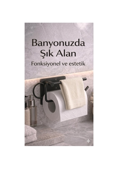 Buççin Online Mağaza Modern Metal Tuvalet Kağıtlığı Mat Siyah Wc Kağıtlık Yapışkanlı Veya Monte Siyah Çok Renkli