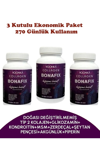 Voonka Collagen Bonafix T 90 Tablet 3'lü Set - 3 Kutulu Ekonomik Avantaj Paketi