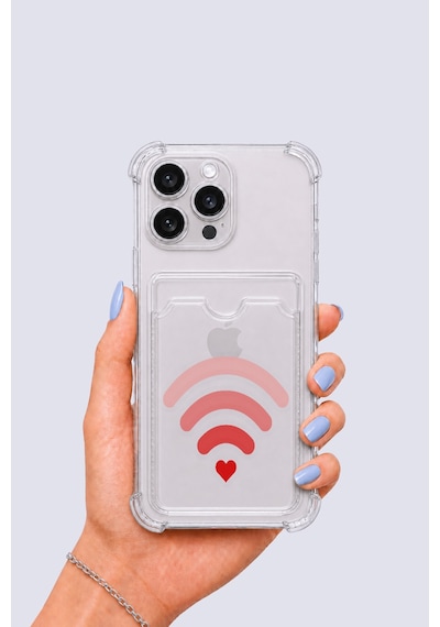 Hepsi Apple iPhone Uyumlu 13 Pro Max Kartlıklı Aşk Sinyali Desenli Kılıf Najmaddin Çok Renkli