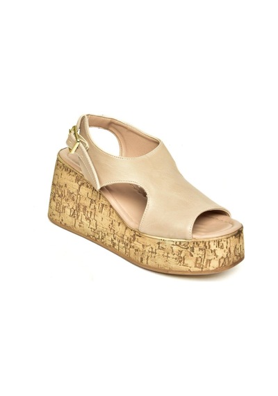 Fox Shoes U996755009 Ten Dolgu Topuklu Kadın Ayakkabı Ten-suni Deri
