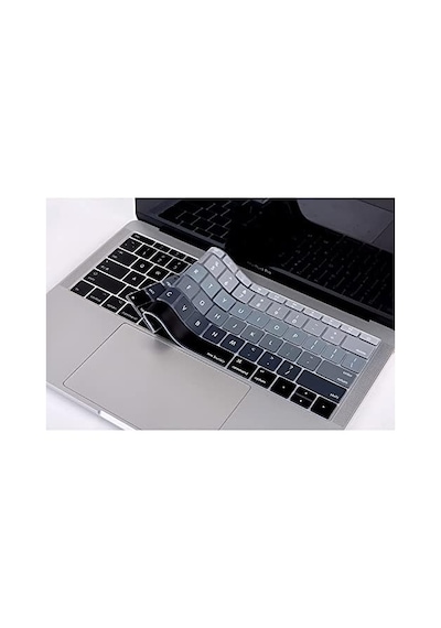 Us İngilizce Klavye Koruyucu Macbook A1534 A1708 Uyumlu Silikon Keyboard Cover Amerikan Enter Ansı Layout English Keyboard Protector Siyah Gri
