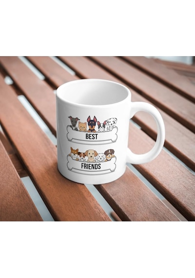 Best Friends Baskılı Kupa Bardak Hediyelik Çay Kahve Kupası Coffee Mug Beyaz - Çok Renkli