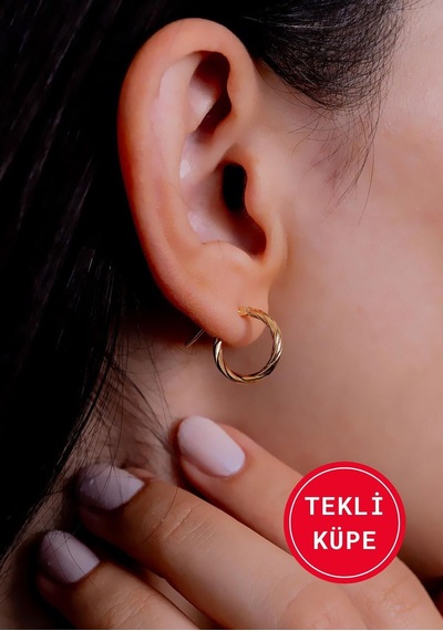 14 Ayar Altın Burgu Tekli Küpe Sarı Altın