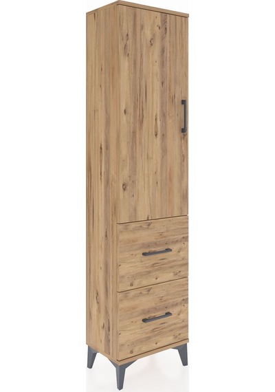 Arges Dolap 4 Raflı 2 Çekmeceli Tek Kapaklı 44x30x182 Çam-çam Çam