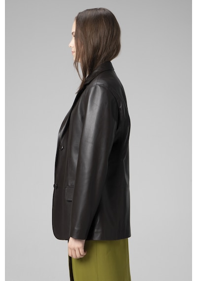 Dericlub Bloom Kadın Oversize Hakiki Deri Blazer Ceket Kahverengi
