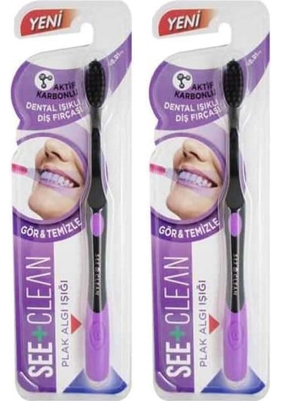 See+ Clean Dental Işıklı Diş Fırçası Mor 2 Paketi Açık Ahşap