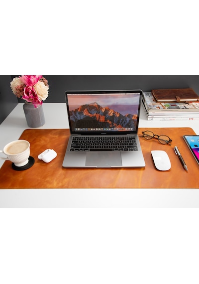 Atelier 91 Dark Mocha Leather Desk Mat Large Large Size