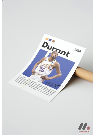 Durant Basketbol Posteri, Çerçevesiz Yüksek Kalite Duvar Afişi - Spor Severlere Hediye