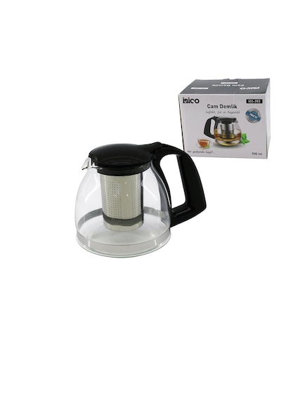 Go İthalat 900ml Cam Demlik Çelik Süzgeçli - Plastik Kulp - Kapak - Krom Çerçeve Çok Renkli