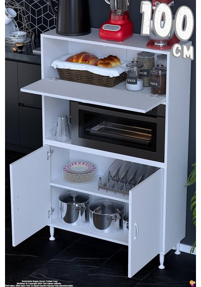 Rona 100 Cm Çok Amaçlı Mutfak Kiler Dolabı Raflı Mikrodalga Fırın Standı Banyo Dolabı 100x150x32 Cm Beyaz Rona 100 Cm Çok Amaçlı Mutfak Kiler Dolabı Raflı Mikrodalga Fırın Standı Banyo Dolabı 100x150x32 Cm Beyaz