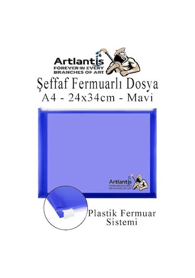 A4 Şeffaf Fermuarlı Dosya Mavi 1 Adet Pvc Fermuarlı Evrak Dosyası 24x34cm Çıtçıtlı Belge Evrak Dosyası Ofis B Genel