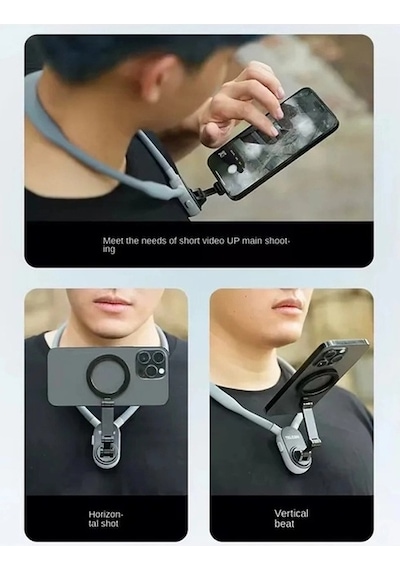360 Derece Ayarlanabilir Boyun Askılı Manyetik Telefon Tutucu