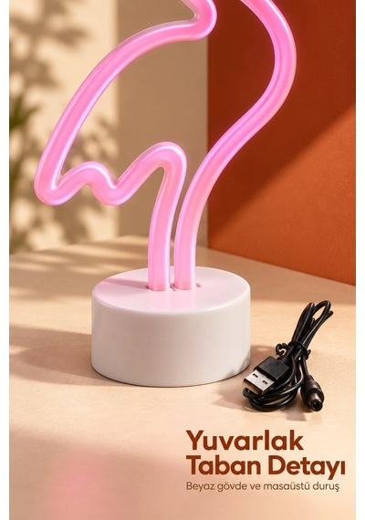 Ers Flamingo Led Lamba Usb Kablolu Beyaz Gövdeli