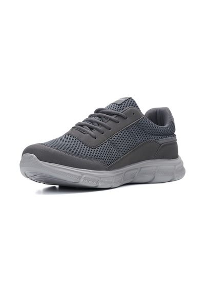 Günlük Erkek Sneaker Yetişkin Büyük Numara Spor Ayakkabı Fileli Bağcıklı Rahat Esnek 050 Füme