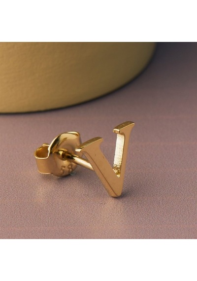 Goldkupe 14 Ayar Altın V Harf Küpe 0,44 Gr-1381