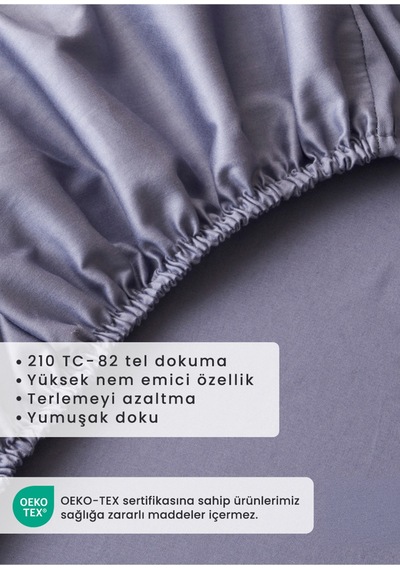 Bella Maison %100 Pamuk Saten Supreme Çift Kişilik Lastikli Çarşaf Mavi 160x200x35 Cm Mavi