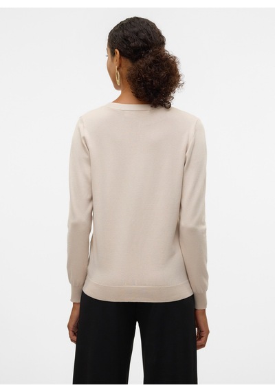 Vero Moda Ekru Kadın V Yaka Kazak Vmsılje Ls V-neck Cardıgan Ga Noos Taş
