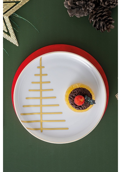 İstanbul Porselen Starlight Fine Bone New Year Yılbaşı Pasta Tabağı Gold 21 Cm Gold
