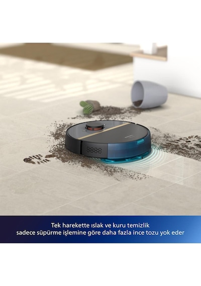 Philips Homerun 7000 Serisi Aqua XU7000/01 Akıllı Robot Süpürge Siyah - Gold (Teşhir)