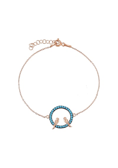 Kadın 925 Ayar Gümüş Firuze Taşlı Sevda Bileklik B022101 Rose Gold