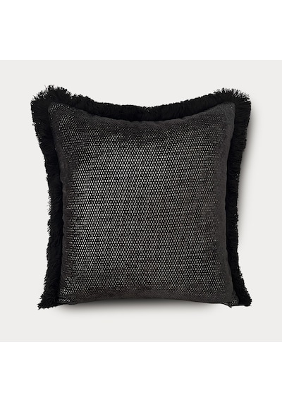 "noir" Püsküllü Kırlent Kılıfı - 45x45 - Gold Siyah - Gold