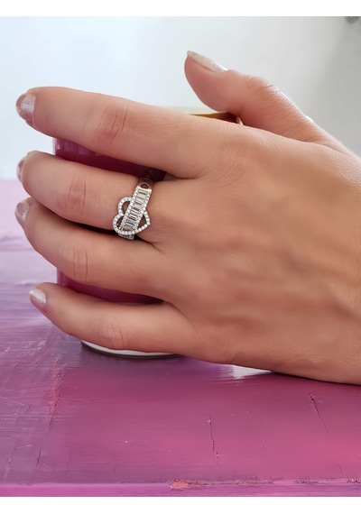 Eva Takı Store Kalp Figürlü Yarım Tur Formlu Ayarlanabilir Silver Renk Çelik Yüzük Silver