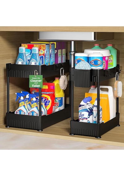 2'li Paket Lavabo Düzenleyici, Kancalı Banyo Dolabı Düzenleyici Altında, Mutfak Banyo İçin Çok Amaçlı Depolama Diğer