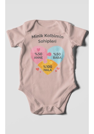 Morivokids Aileye Özel Kısa Kollu Bebek Body %100 Pamuk Pastel Pembe
