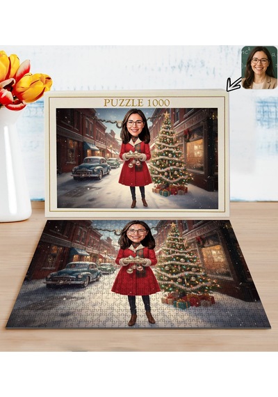 Bk Gift Kişiye Özel Kadın Yılbaşı Karikatür Tasarımlı 1000 Parça Profesyonel Puzzle-2, 1000 Puzzle, Yeni Yıl Hediyesi, Yılbaşı Hediyesi Kobitmeyencom3