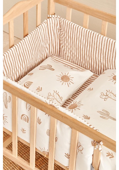 Soley Boho Bebek Yatak Koruyucusu 35x210 Bej