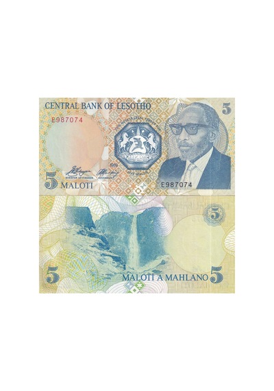 Lesotho 1989 Yılı 5 Maloti Kağıt Para Çil Unc Koleksiyon Para