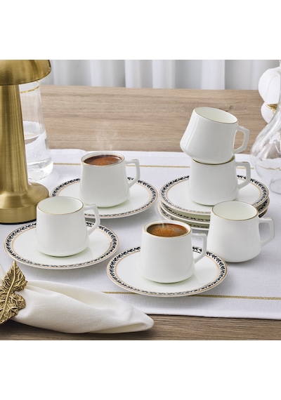 Evaliza Alaia Olive Gold 12 Parça 6 Kişilik Kahve Fincan Takımı 80 Ml Çok Renkli